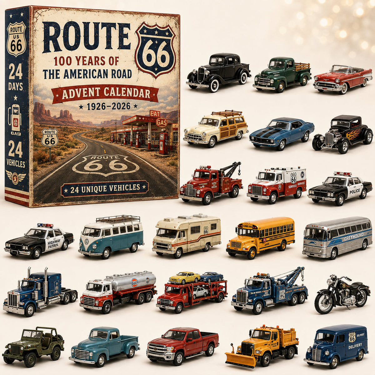 Route 66 Centennial Advent Calendar 24 Days of American Road Legends | 1926 2026 Collector s Edition