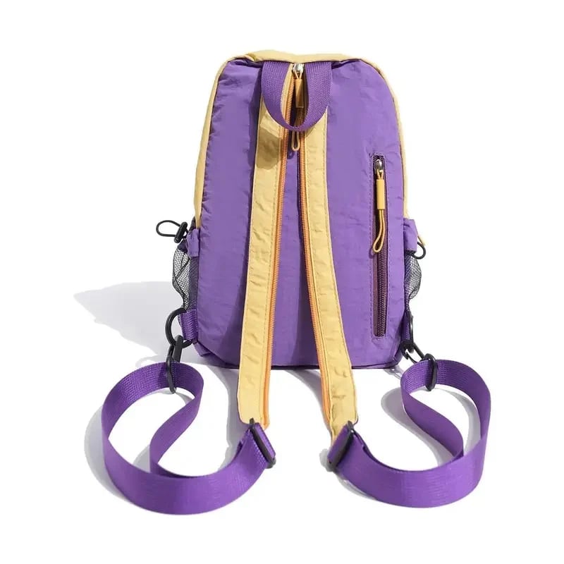 Unisex Lightweight Color Block Nylon Mini Backpack Compact & Water-Resistant Daypack for Every Adventure!