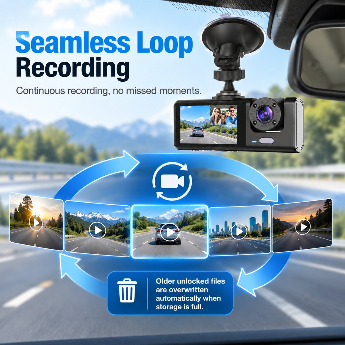 Upgraded 360 Protection Dash Cam Triple-Lens 1080P Front Cabin Rear | WiFi Phone Link Never Drive Blind Again!