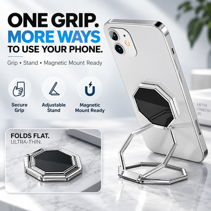 360 Rotating Foldable Phone Ring Holder Stand with Magnetic Mount Support