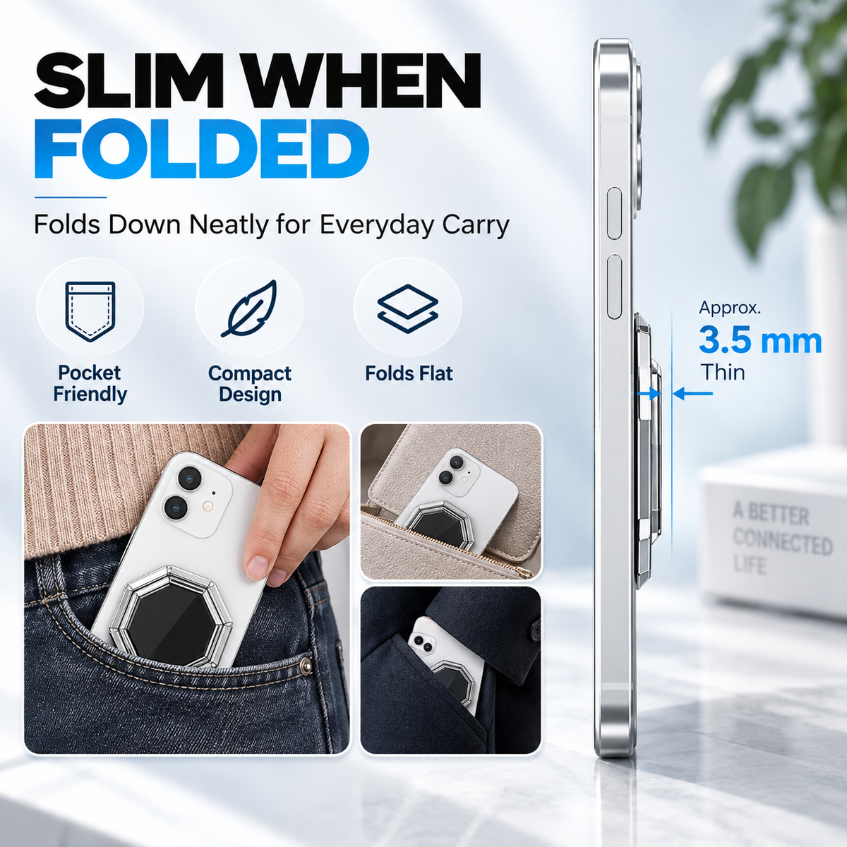 360 Rotating Foldable Phone Ring Holder Stand with Magnetic Mount Support