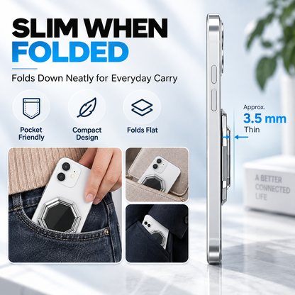 360 Rotating Foldable Phone Ring Holder Stand with Magnetic Mount Support