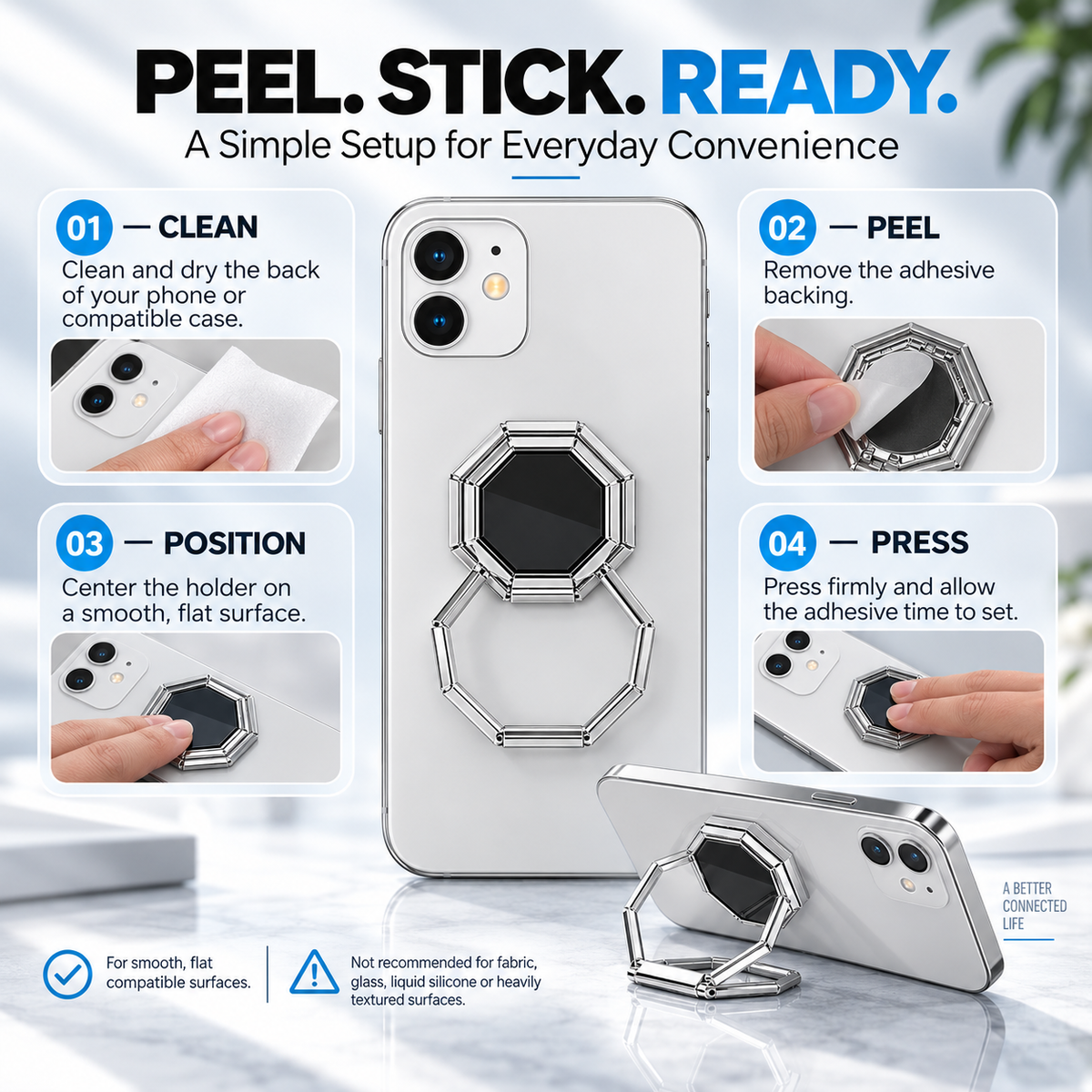 360 Rotating Foldable Phone Ring Holder Stand with Magnetic Mount Support