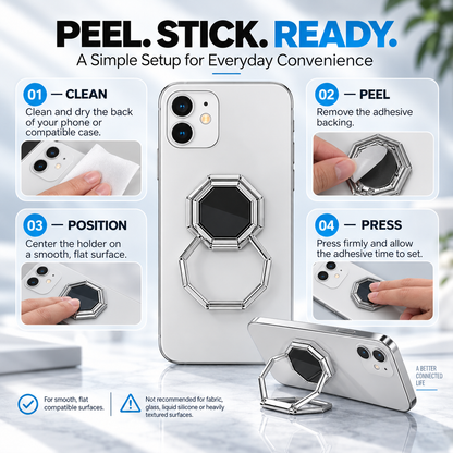 360 Rotating Foldable Phone Ring Holder Stand with Magnetic Mount Support