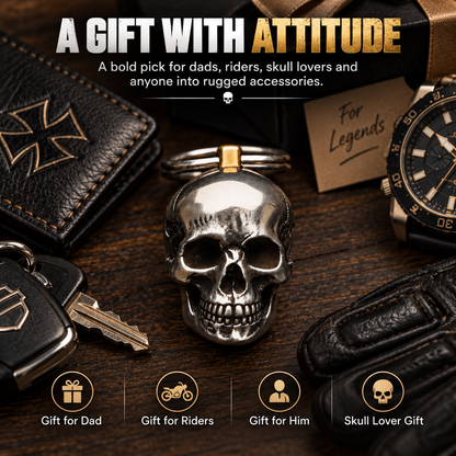 3D Stainless Steel Skull Keychain Gothic Biker EDC Key Ring