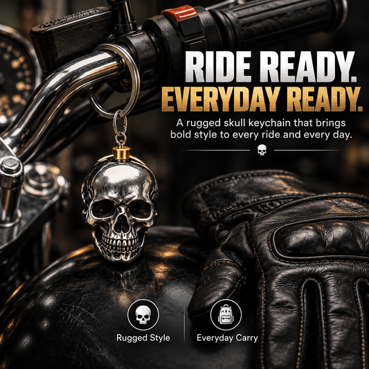 3D Stainless Steel Skull Keychain Gothic Biker EDC Key Ring