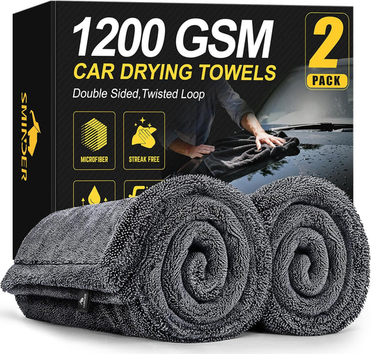 1200 GSM Microfiber Car Drying Towels 2-Pack