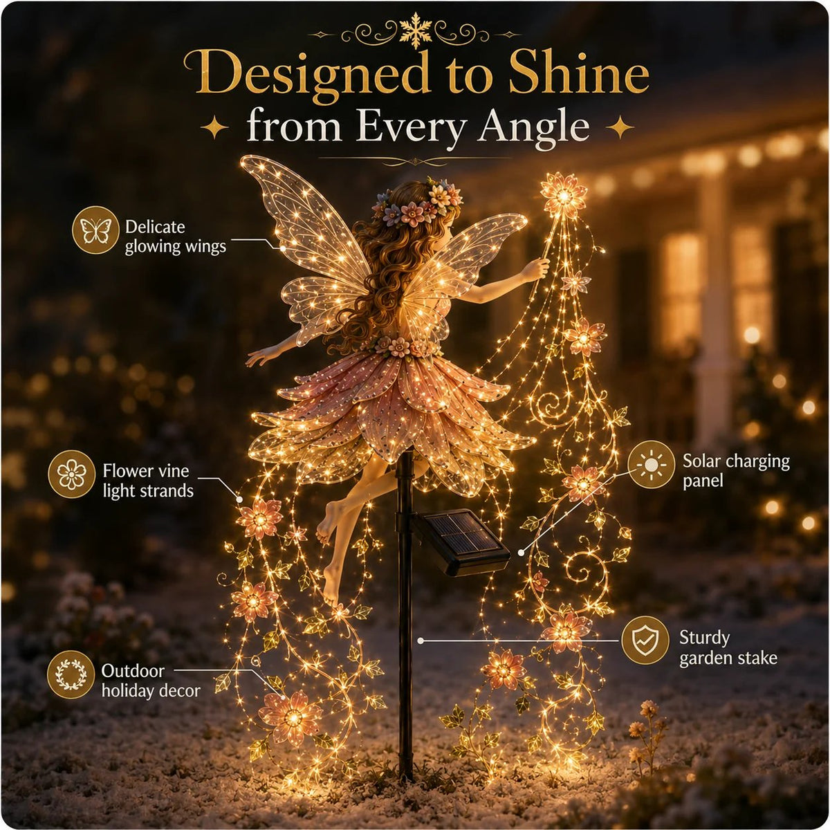 Enchanted Flower Fairy Solar Garden Light Magical Glowing Outdoor Christmas Yard Decor