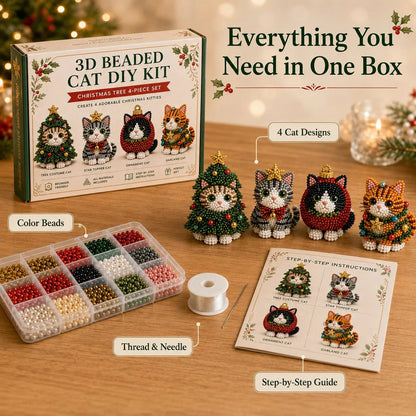 Create Your Own 3D Beaded Christmas Cats | Beginner-Friendly DIY Kit