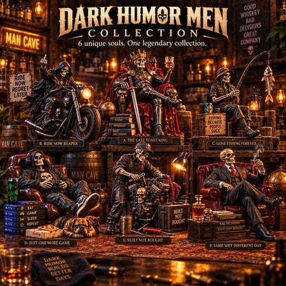 Bad to the Bone 6 Dark Humor Skeleton Collectibles for Men, Man Cave Decor & Unique Gifts