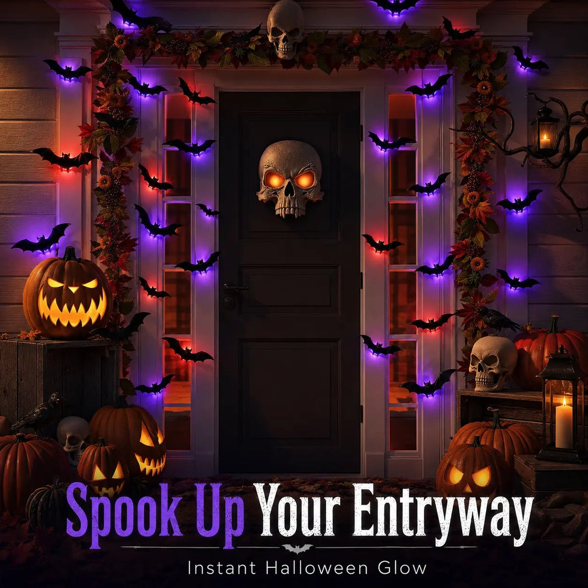 3D LED Glowing Bat Wall Decorations Halloween Flying Bat Swarm Set