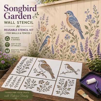 Garden Bloom Wall Stencil Kit | DIY Garden Painting Templates for Every Space