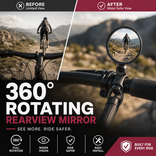 2026! 360 Rotating Rearview Mirror Clear view behind, no more neck twisting. Fits bikes