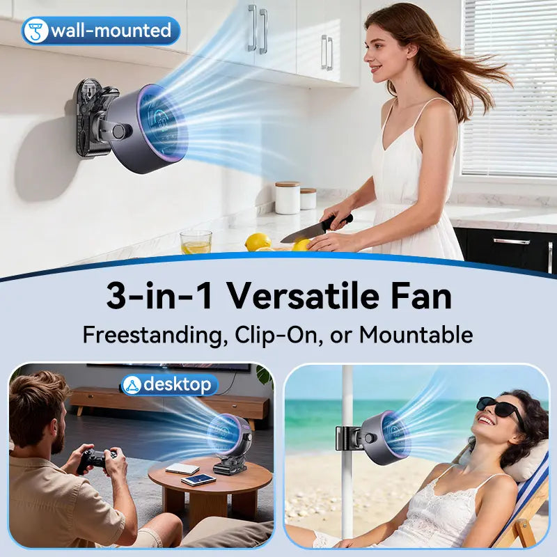 4000mAh 360 Rotatable Clip Fan with LED Display