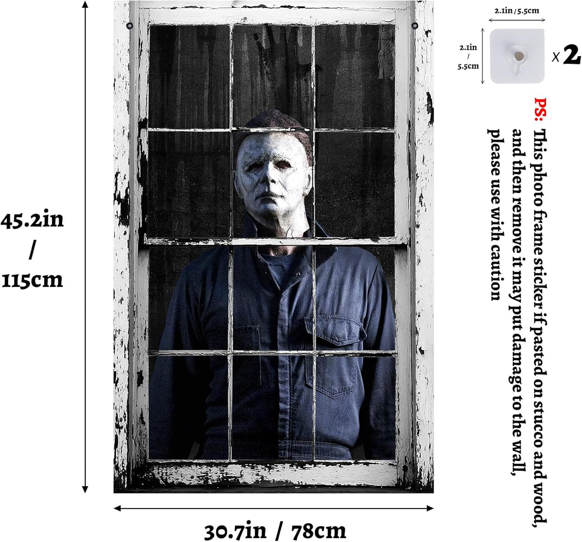 [Scare Neighbors] 3D Halloween Window Poster: Realistic Horror Scene
