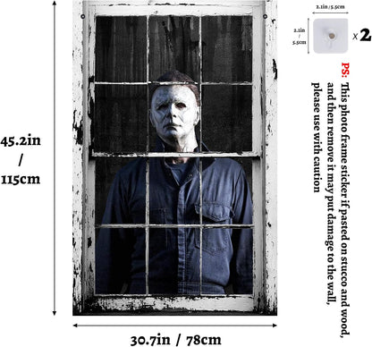 [Scare Neighbors] 3D Halloween Window Poster: Realistic Horror Scene