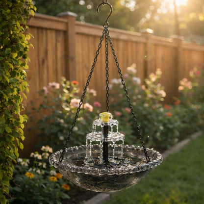 Year --Solar Cascade Hanging Bird Bath Fountain