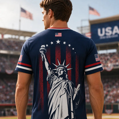 USA Liberty Soccer Jersey Patriotic American Flag V-Neck Football Shirt