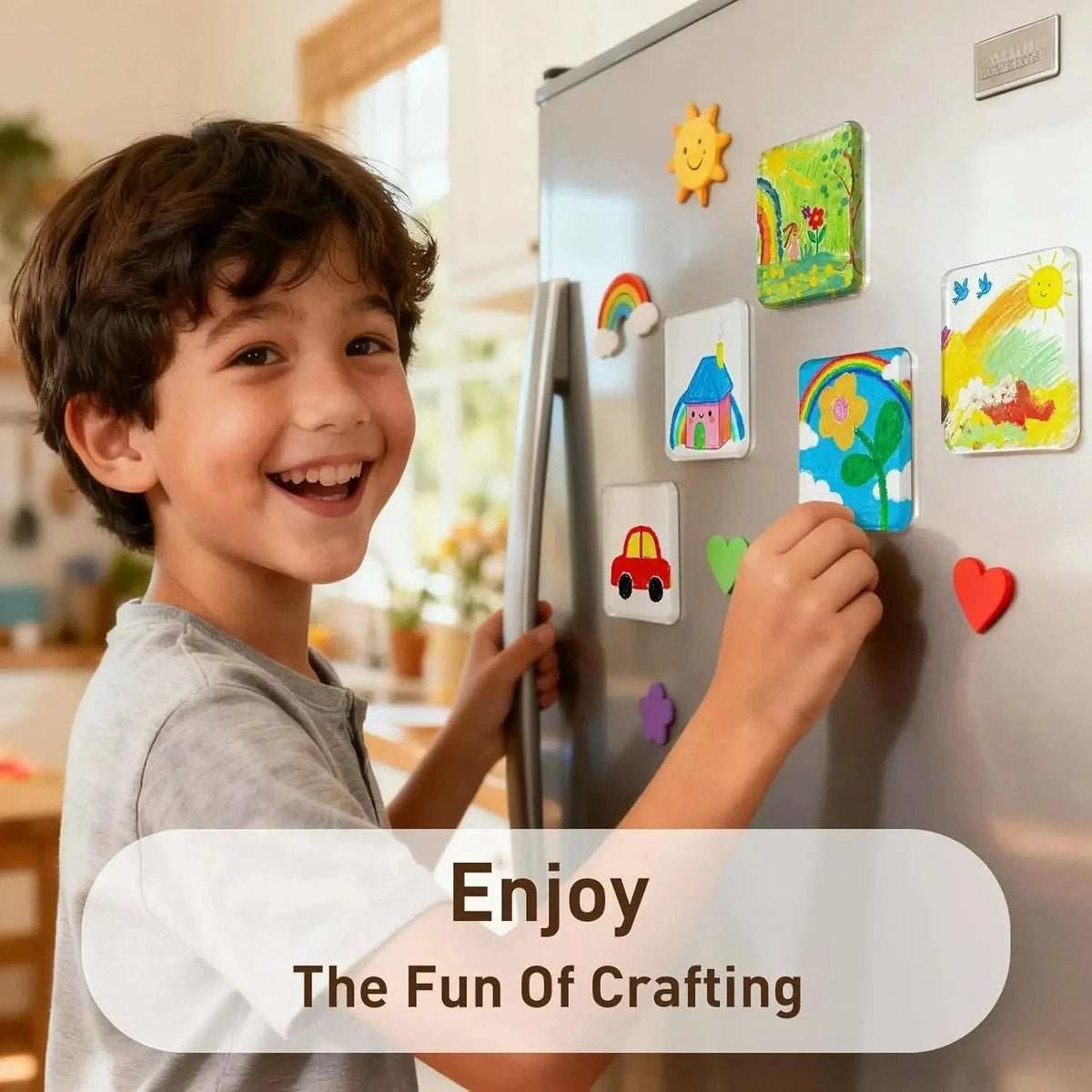 10 Pack 2'x2' Clear Acrylic DIY Fridge Magnets Set with Adhesive Backing Square Magnetic Photo Frames