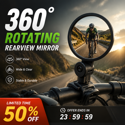 2026! 360 Rotating Rearview Mirror Clear view behind, no more neck twisting. Fits bikes