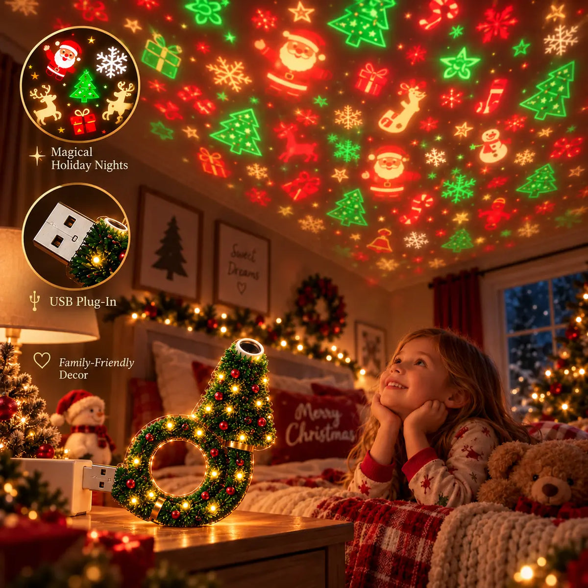 2026 USB Plug-In Christmas Projector Night Light