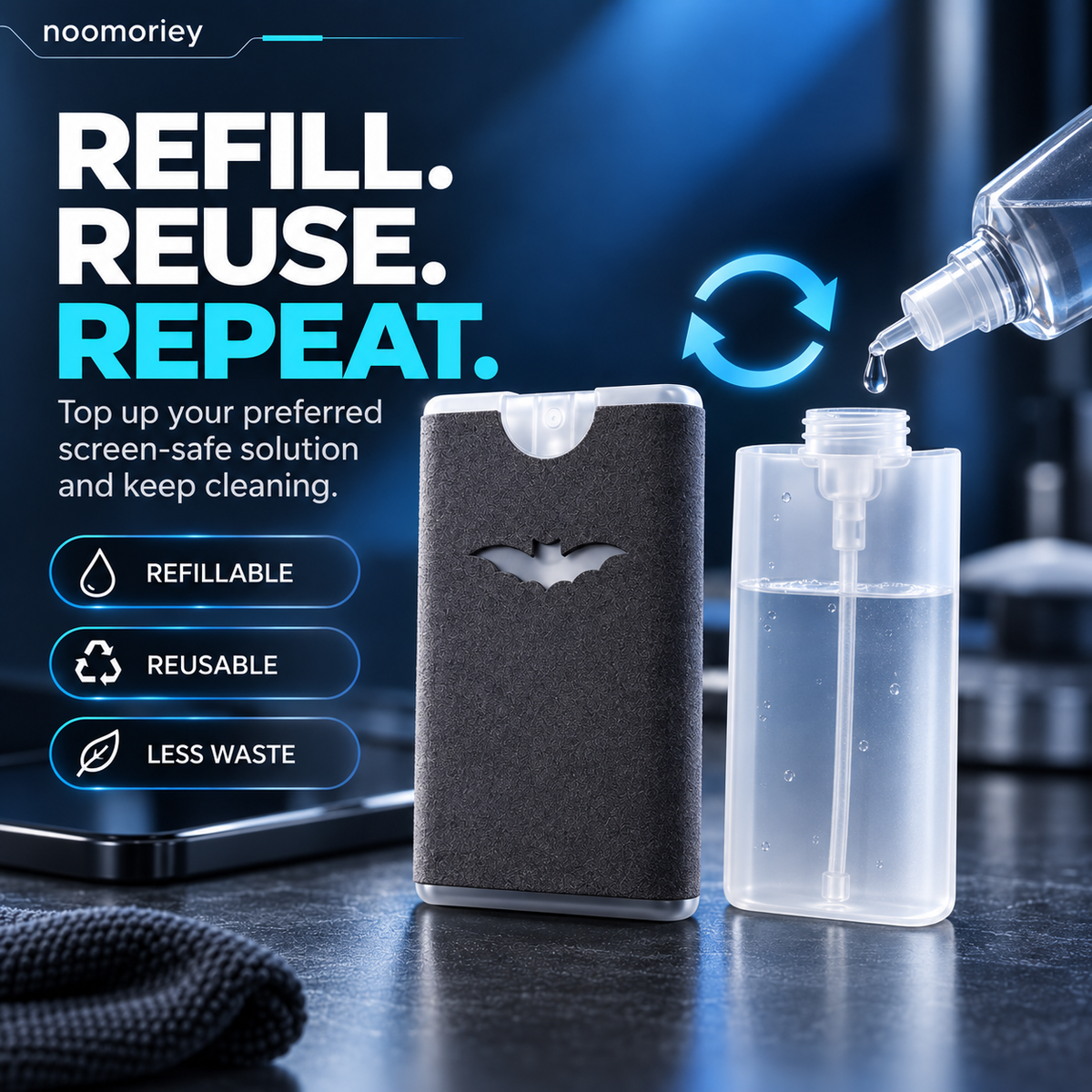 2-in-1 Portable Screen Cleaner Spray & Microfiber Cloth