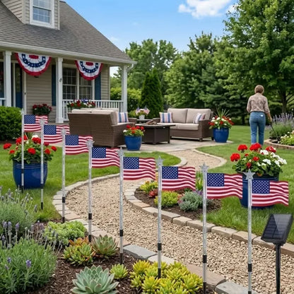 250th Independence Celebration: 8 Solar American Flag Pathway Lights