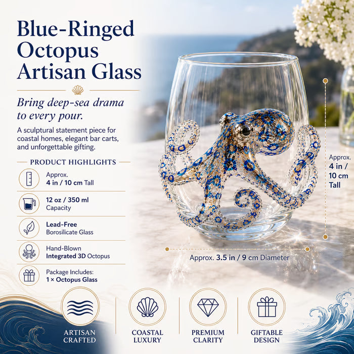 Blue Ringed Octopus Handcrafted Glassware