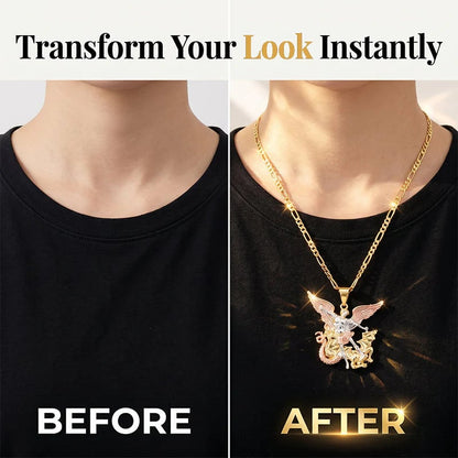 2026 Arrivals Tri-Tone Angel Guardian Pendant Necklace Elegant & symbolic Perfect for daily wear or gifting delicate