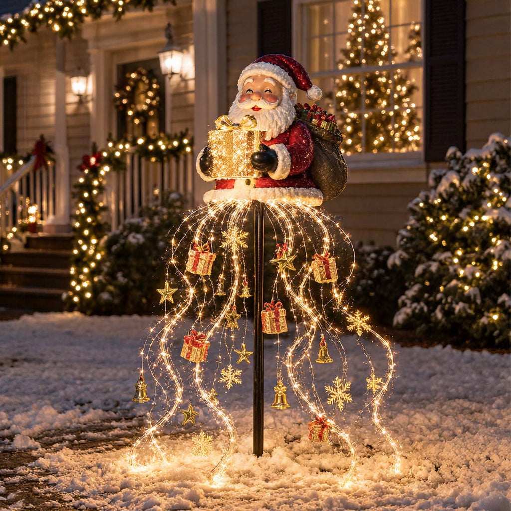 Santa s Golden Gift Fountain Light