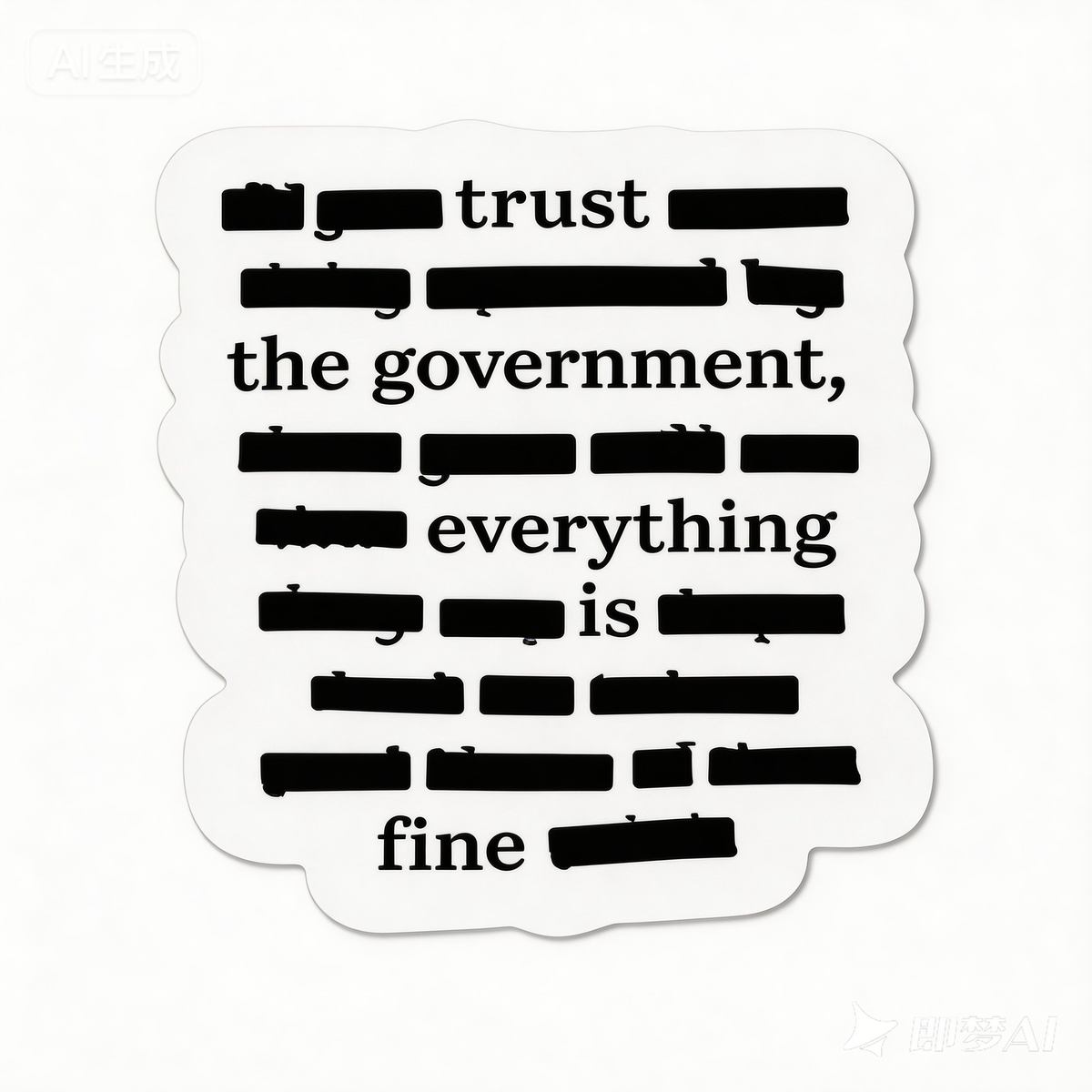 ''Everything Is Fine, Trust Your Government'' Sticker