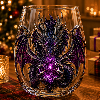 3D Mythic Dragon Glass Art Cup | Luxury Raised Fantasy Glassware for Whiskey, Home Bar D cor & Legendary Gifts
