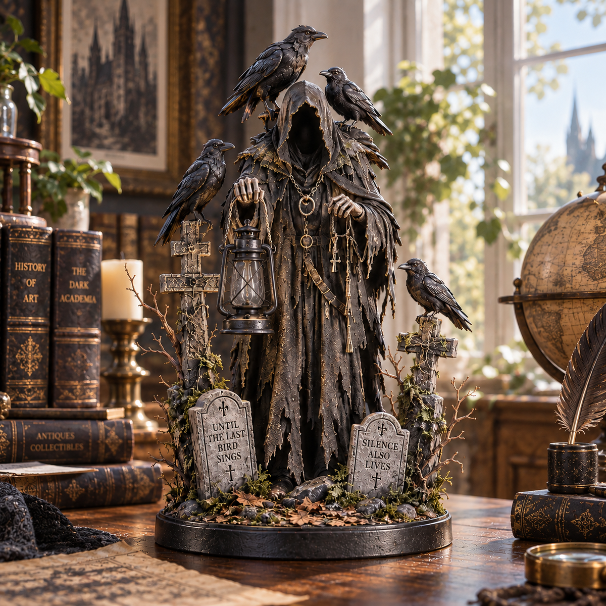 Keeper of the Last Light Raven Guardian Lantern Statue