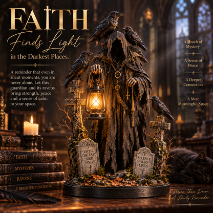 Keeper of the Last Light Raven Guardian Lantern Statue