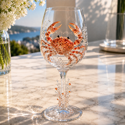 Ocean Treasures Handcrafted 3D Sea Life Wine Glass Collection