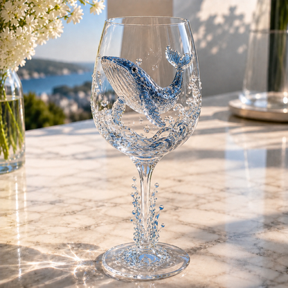 Ocean Treasures Handcrafted 3D Sea Life Wine Glass Collection