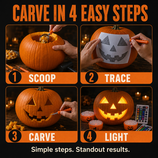 36-Piece Pumpkin Carving Kit with 16-Color LED Lights