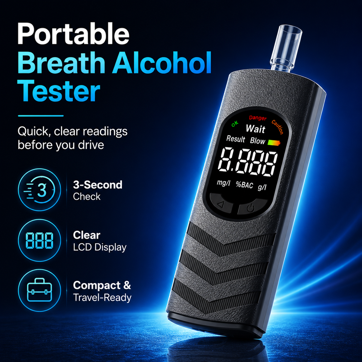 Rechargeable Digital Alcohol Tester with Voice Broadcast