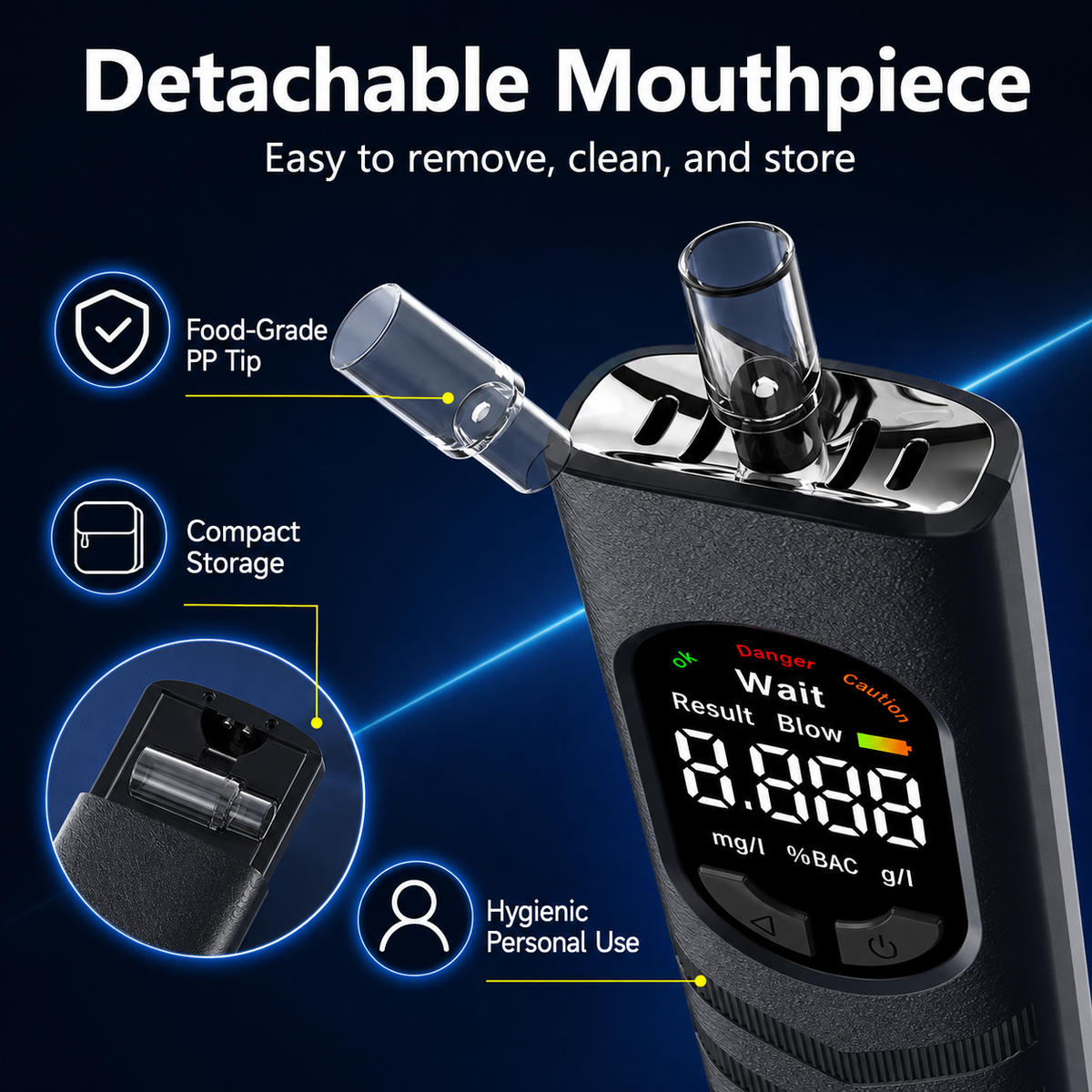 Rechargeable Digital Alcohol Tester with Voice Broadcast