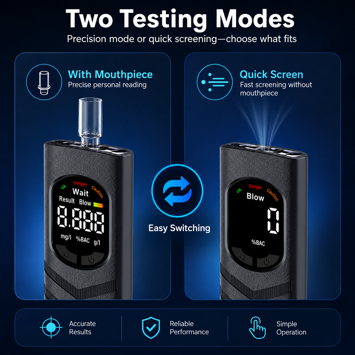 Rechargeable Digital Alcohol Tester with Voice Broadcast