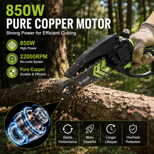6-Inch Cordless Mini Chainsaw Lightweight Power for Easy Cutting