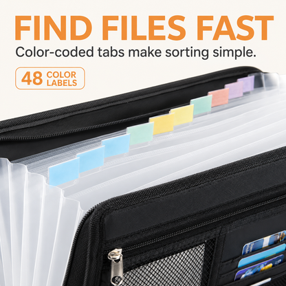 13-Pocket Fireproof & Waterproof Expanding File Organizer with Handle Large Capacity Accordion Document Folder