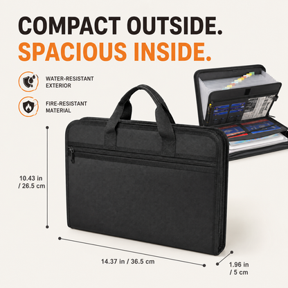13-Pocket Fireproof & Waterproof Expanding File Organizer with Handle Large Capacity Accordion Document Folder