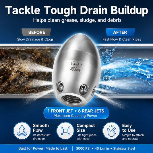 3000 PSI 40 L/Min 3/8'' Stainless Steel Sewer Jetter Nozzle&nbsp