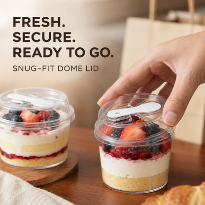 20/50 Sets Round Transparent Plastic Lidded Packaging Boxes with Spoons, Ideal for Cookies, Fruit Ice Cream