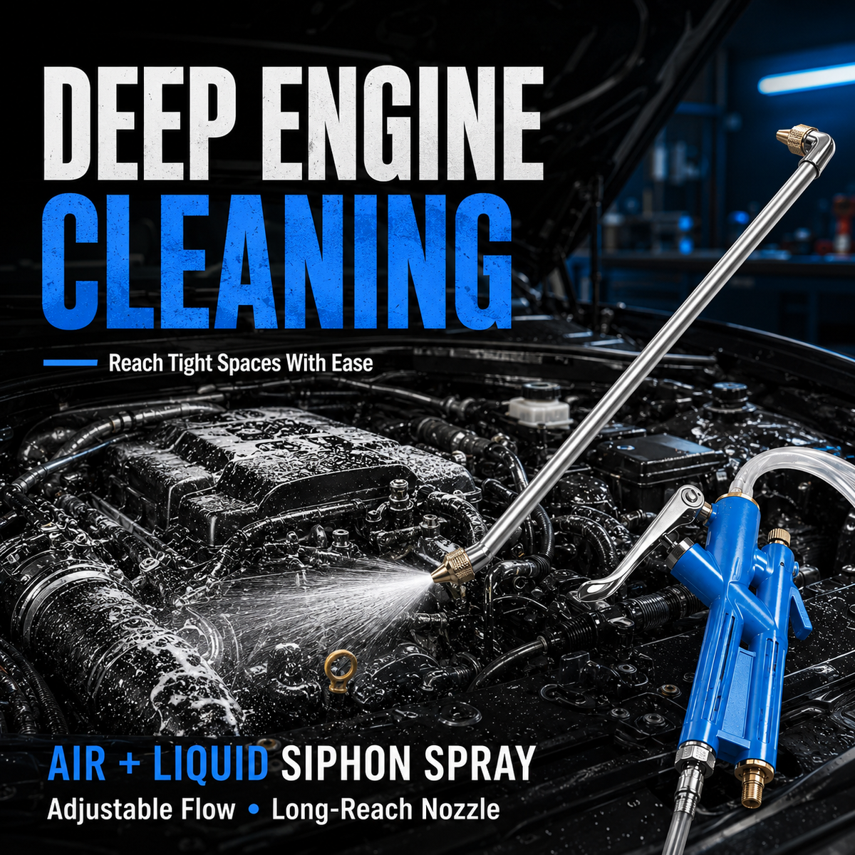 2-in-1 Air & Water Cleaning Gun High-Pressure Dust Blower & Engine Cleaning Sprayer for Cars, Garages & Workshops