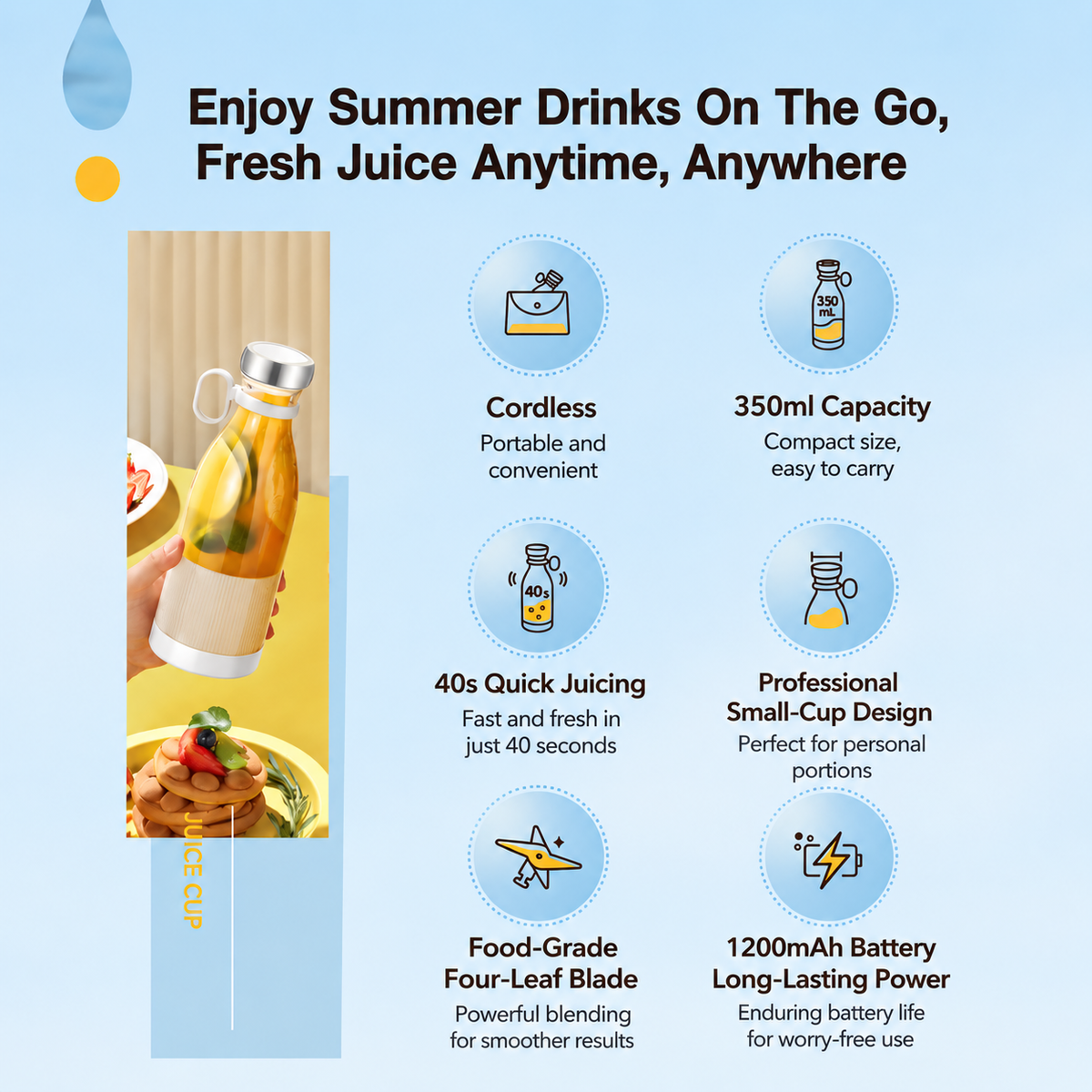 Portable Electric Juicer Cup for Smoothies and Fresh Juice