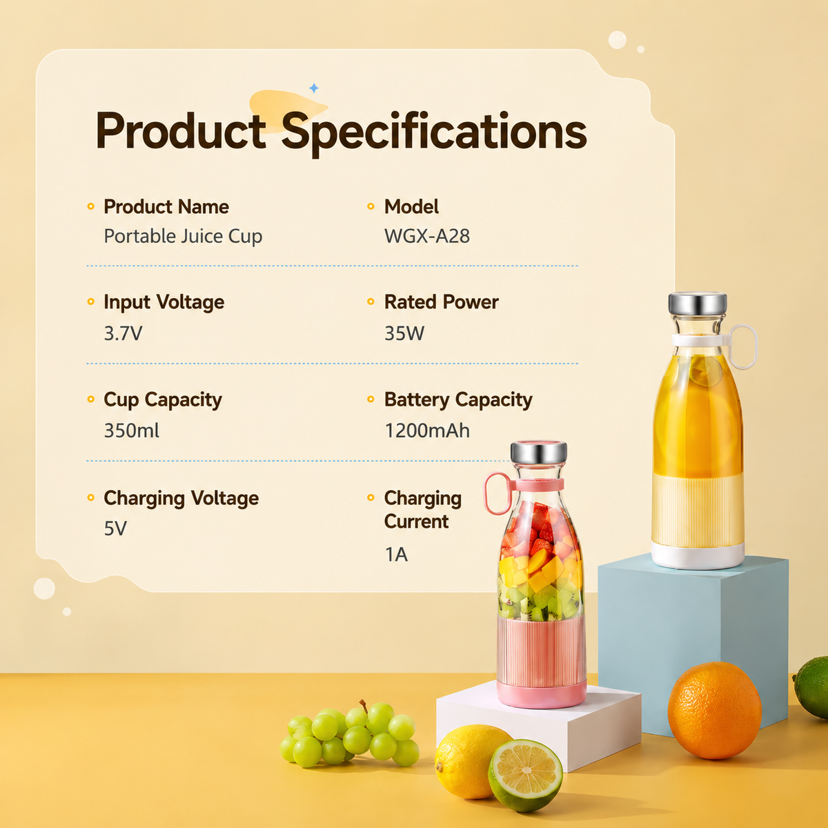 Portable Electric Juicer Cup for Smoothies and Fresh Juice