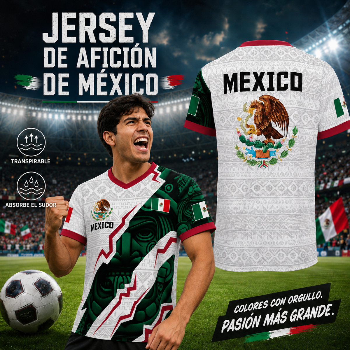 2026 Mexican Soccer Jersey, Men's Mexico Aztec Calendar Style Jerseys, Soccer Lover Gift