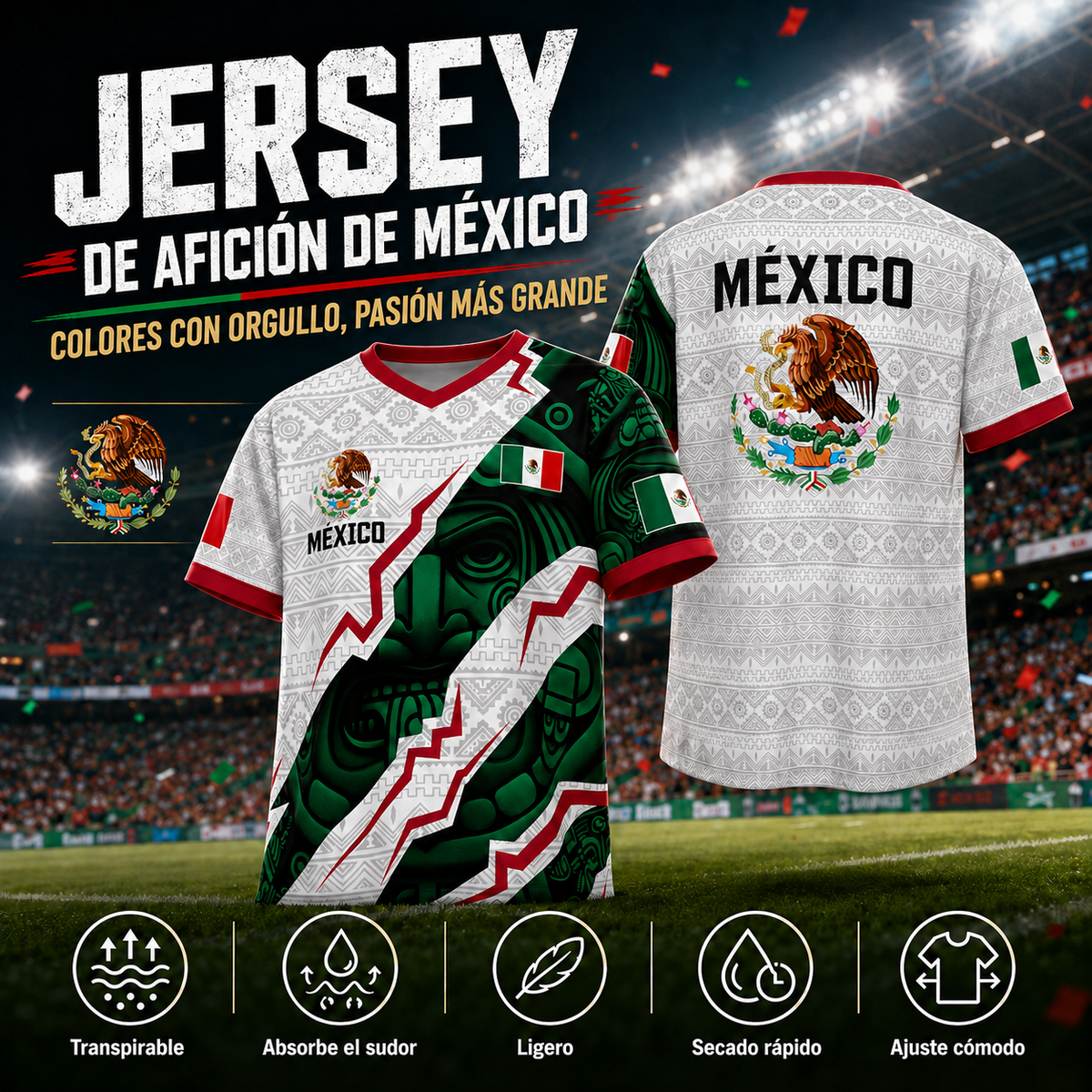 2026 Mexican Soccer Jersey, Men's Mexico Aztec Calendar Style Jerseys, Soccer Lover Gift